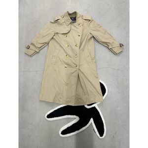 Vintage Burberrys Trench Coat Mens Beige Double Breasted Nova Check Made England